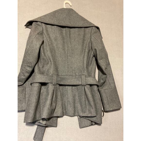 Green with Envy Wool Pea Coat Size S Double Breasted Charcoal Gray Business - Picture 5 of 8